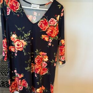 French grey floral dress-SO SOFT! So comfortable and flowy.